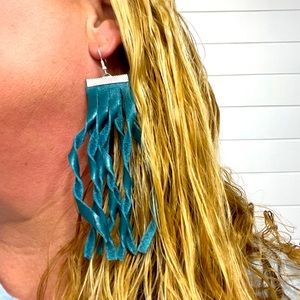 Fringe earrings turquoise Western boho fashion cowgirl bling for concert outfit